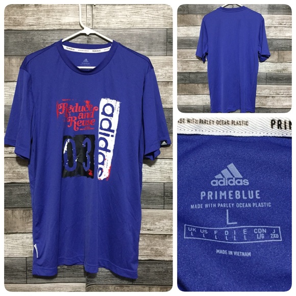 Adidas Prime Blue T Shirt Men’s L Blue Short Sleeve Recycled Material - Picture 1 of 9